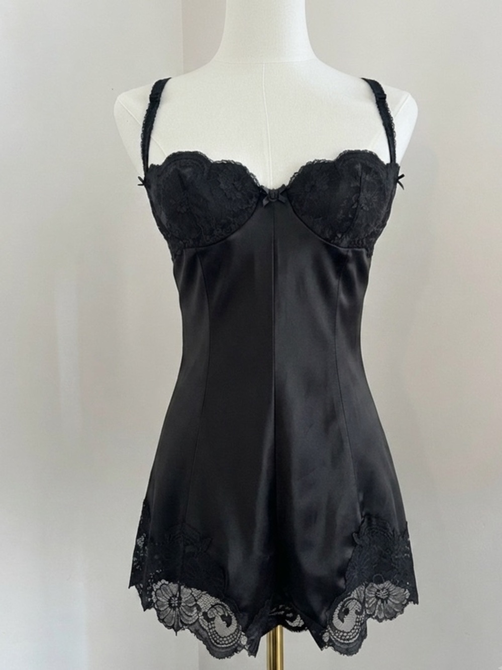 New 🖤La Perla Black Satin & Lace Chemise Bodysuit